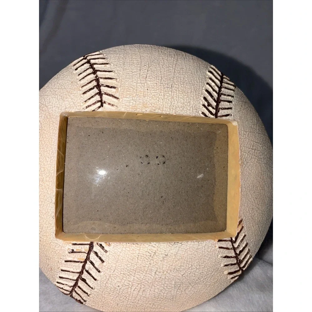 Vtg 3D Baseball Photo‎ Frame Weathered Look Red Laces Holds 3x3 Photo Easel Back